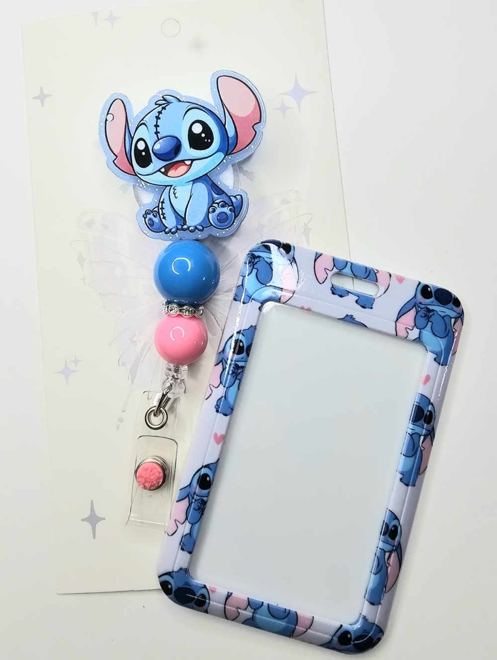 Hand Crafted Disney Stitch Badge Reel & ID Holder